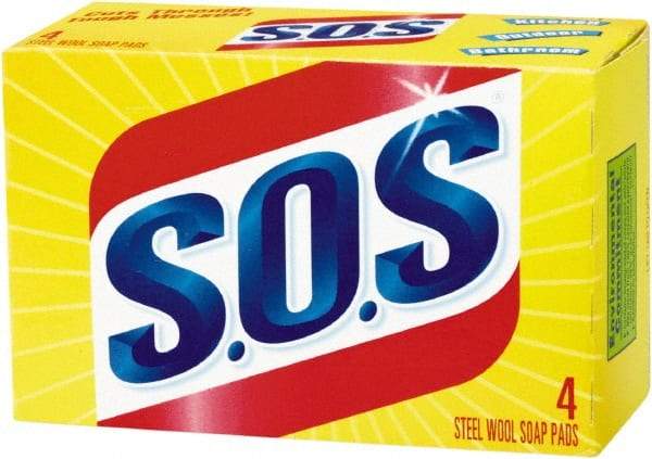 SOS - Steel Wool Scouring Soap Pad - Heavy-Duty, Blue/Gray - Exact Industrial Supply