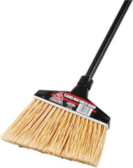 O-Cedar - 13" Wide, Synthetic Bristles, 51" Vinyl-Coated Metal Handle, Angled Broom - Flagged - Exact Industrial Supply