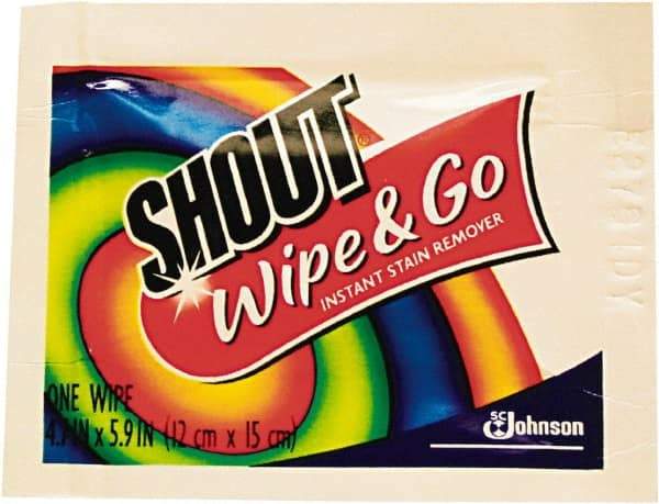 Shout - Pre-Moistened General Purpose Wipes - Packet, 4-3/4" x 5-7/8" Sheet Size, White - Exact Industrial Supply