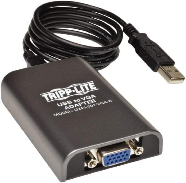 Tripp-Lite - Dual-Monitor Adapter - USB Connector, Black, Use with Cabling and Video Applications - Exact Industrial Supply