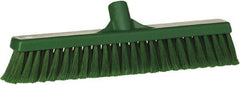 Vikan - 16" Fine Particle Synthetic Push Broom - 2" Bristle Length, Plastic Block, European Threaded Handle Connection - Exact Industrial Supply