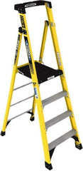 Werner - 4 Steps, 4' High, Type IAA Rating, Fiberglass Step Ladder - 375 Lb Capacity - Exact Industrial Supply