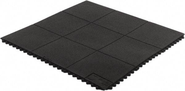 Wearwell - 3' Long x 3' Wide, Dry/Wet Environment, Anti-Fatigue Matting - Black, CFR Rubber with CFR Rubber Base, Straight - Exact Industrial Supply