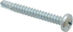 Value Collection - #10, Pan Head, Phillips Drive, 1-1/2" Length Under Head, #2 Point, Self Drilling Screw - Grade 1016-1024 Steel, Zinc-Plated Finish - Exact Industrial Supply