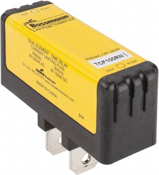 Cooper Bussmann - 300 VDC, 600 VAC, 100 Amp, Time Delay General Purpose Fuse - Plug-in Mount, 76.45mm OAL, 100 at DC, 200 (CSA RMS), 300 (UL RMS) kA Rating - Exact Industrial Supply