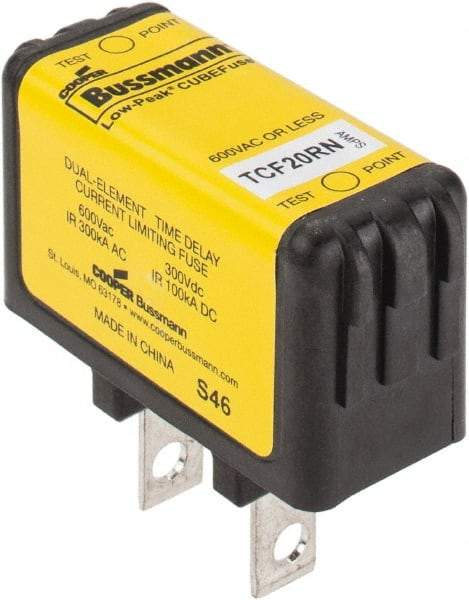 Cooper Bussmann - 300 VDC & 600 VAC, 20 Amp, Time Delay General Purpose Fuse - Plug-in Mount, 47.75mm OAL, 100 at DC, 200 (CSA RMS), 300 (UL RMS) kA Rating - Exact Industrial Supply