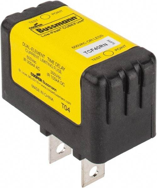 Cooper Bussmann - 300 VDC, 600 VAC, 40 Amp, Time Delay General Purpose Fuse - Plug-in Mount, 54.1mm OAL, 100 at DC, 200 (CSA RMS), 300 (UL RMS) kA Rating - Exact Industrial Supply