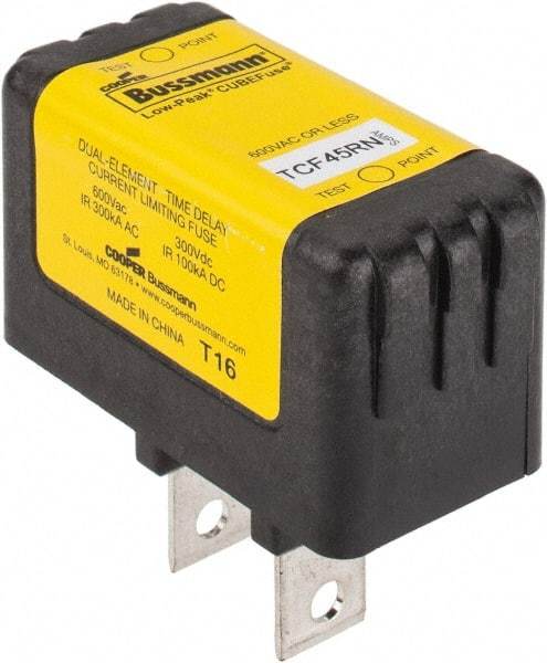 Cooper Bussmann - 300 VDC, 600 VAC, 45 Amp, Time Delay General Purpose Fuse - Plug-in Mount, 54.1mm OAL, 100 at DC, 200 (CSA RMS), 300 (UL RMS) kA Rating - Exact Industrial Supply