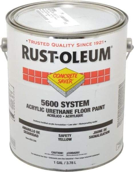 Rust-Oleum - 1 Gal Can Satin Safety Yellow Floor Coating - <100 g/L VOC Content - Exact Industrial Supply