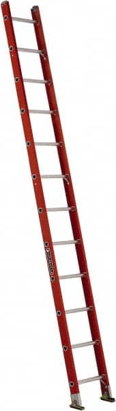 Louisville - 12' High, Type IA Rating, Fiberglass Single Ladder - Exact Industrial Supply