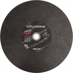 Weiler - 14" 46 Grit Aluminum Oxide Cutoff Wheel - 3/32" Thick, 1" Arbor, 4,400 Max RPM, Use with Chop Saws - Exact Industrial Supply
