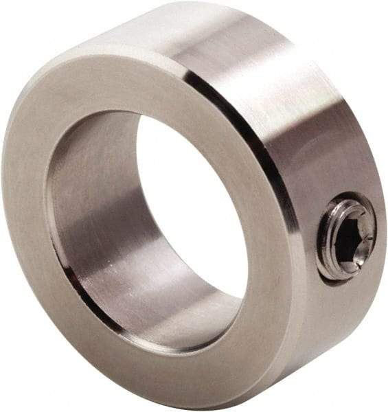 Climax Metal Products - 3/32" Bore, Stainless Steel, Set Screw Shaft Collar - 3/8" Outside Diam, 3/16" Wide - Exact Industrial Supply