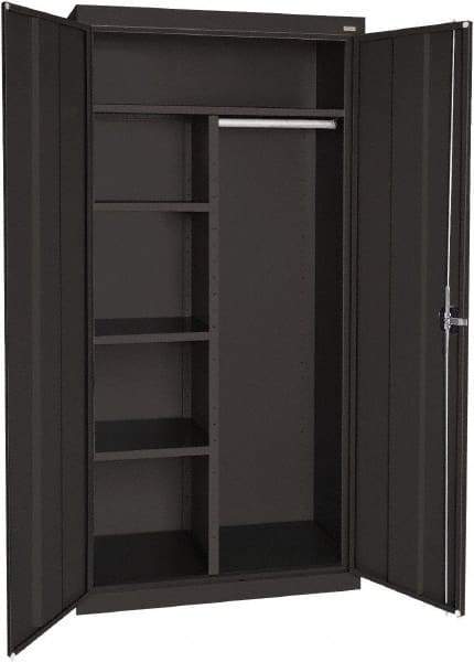 Sandusky Lee - 5 Shelf Combination Storage Cabinet - Steel, 46" Wide x 24" Deep x 72" High, Black - Exact Industrial Supply