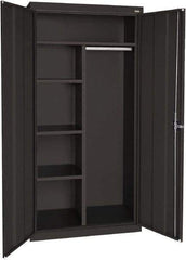 Sandusky Lee - 5 Shelf Combination Storage Cabinet - Steel, 46" Wide x 24" Deep x 72" High, Black - Exact Industrial Supply