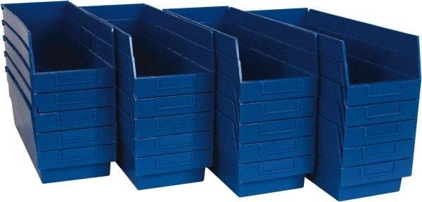 Quantum Storage - 50 Lb. Load Capacity, 17-7/8" Deep, Blue Polypropylene Hopper Shelf Bin - 6" High x 6-5/8" Wide x 17-7/8" Long - Exact Industrial Supply