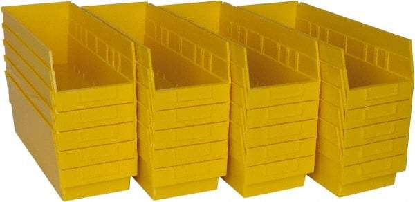 Quantum Storage - 50 Lb. Load Capacity, 17-7/8" Deep, Yellow Polypropylene Hopper Shelf Bin - 6" High x 6-5/8" Wide x 17-7/8" Long - Exact Industrial Supply