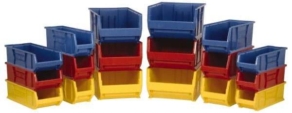 Quantum Storage - 100 Lb. Load Capacity, 35-7/8" Deep, Blue Polypropylene Hopper Stacking Bin - 17-1/2" High x 19-7/8" Wide x 35-7/8" Long - Exact Industrial Supply