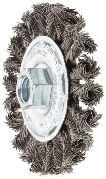 PFERD - 4" OD, 5/8-11 Arbor Hole, Knotted Steel Wheel Brush - 5/8" Face Width, 7/8" Trim Length, 0.02" Filament Diam, 20,000 RPM - Exact Industrial Supply