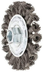 PFERD - 4" OD, 5/8-11 Arbor Hole, Knotted Steel Wheel Brush - 5/8" Face Width, 7/8" Trim Length, 0.02" Filament Diam, 20,000 RPM - Exact Industrial Supply