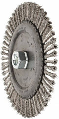 PFERD - 6-7/8" OD, 5/8-11 Arbor Hole, Knotted Stainless Steel Wheel Brush - 3/16" Face Width, 1-1/2" Trim Length, 0.02" Filament Diam, 9,000 RPM - Exact Industrial Supply