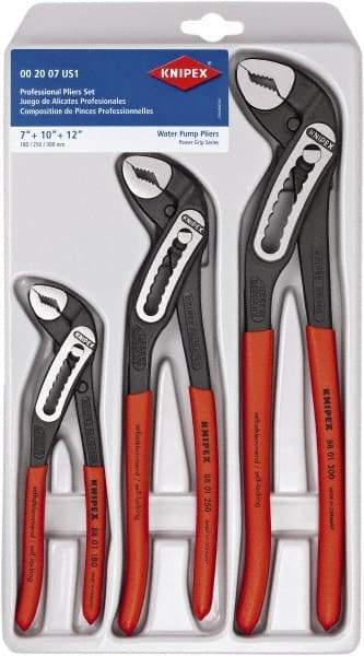 Knipex - 3 Piece Pipe Wrench & Water Pump Plier Set - Comes in Plastic Deep-Drawn Packaging - Exact Industrial Supply