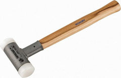 HALDER - 26 oz Head 1-1/2" Face Diam Nylon Dead Blow Hammer - 14" OAL, Hickory Handle - Exact Industrial Supply