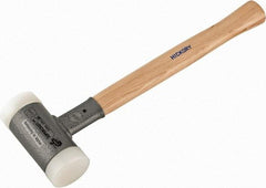 HALDER - 35 oz Head 2" Face Diam Nylon Dead Blow Hammer - 14-1/2" OAL, Hickory Handle - Exact Industrial Supply