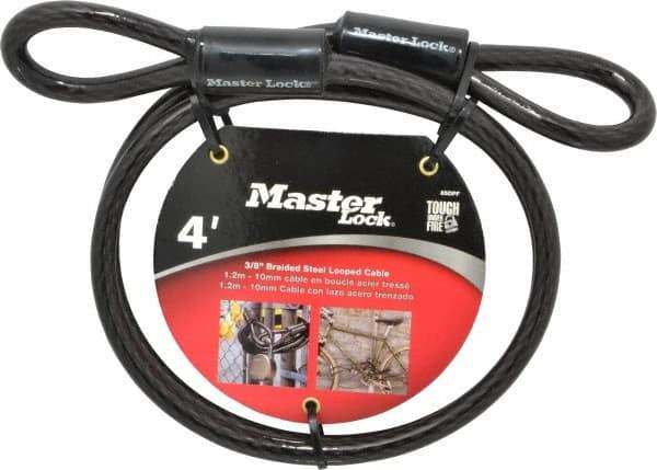 Master Lock - 4' Long Heavy Duty Cable - 3/8" Diam - Exact Industrial Supply