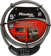 Master Lock - 5' Long Combination Cable Lock - 3/8" Diam - Exact Industrial Supply