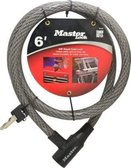Master Lock - 6' Long Heavy Duty Cable Lock - 5/8" Diam, Keyed Different - Exact Industrial Supply