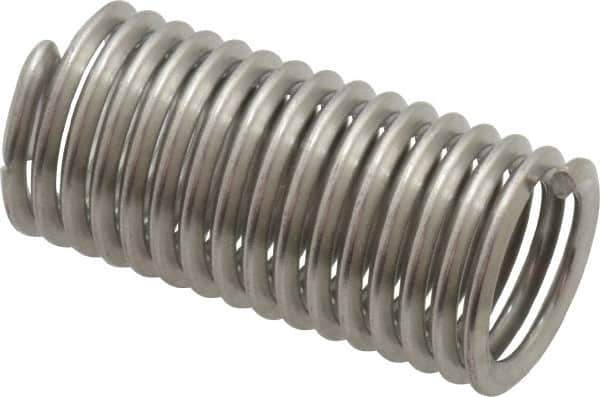 Recoil - 3/8-16 UNC, 1-1/8" OAL, Free Running Helical Insert - 15-3/4 Free Coils, Tanged, Stainless Steel, Bright Finish, 3D Insert Length - Exact Industrial Supply