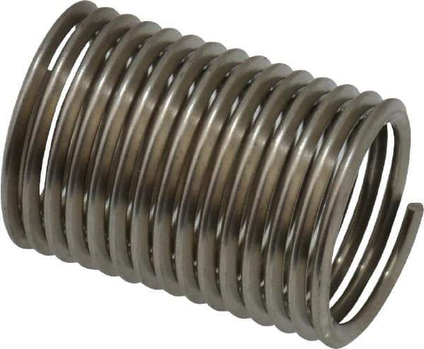 Recoil - 7/16-20 UNF, 7/8" OAL, Free Running Helical Insert - 14-5/8 Free Coils, Tanged, Stainless Steel, Bright Finish, 2D Insert Length - Exact Industrial Supply