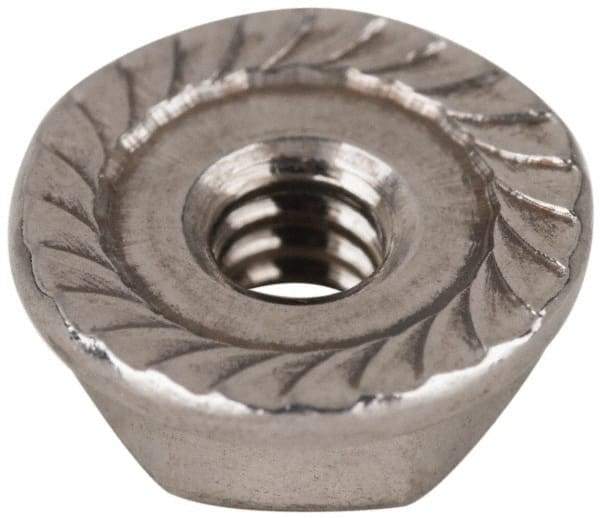 Value Collection - #6-32, 27/64" Flange Diam, Serrated Flange Nut - Grade 18-8 Stainless Steel, Uncoated Finish, 0.171" Flange Height - Exact Industrial Supply