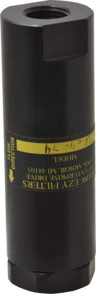 Flow Ezy Filters - 1/2 NPT Thread, 74 Micron, 1.6" Outside Diam, 4.9" Long, Stainless Steel Wire Cloth Media, Filter Assembly - Anodized Aluminum - Exact Industrial Supply