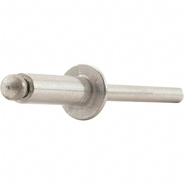 STANLEY Engineered Fastening - Size 4 Dome Head Aluminum Open End Blind Rivet - Aluminum Mandrel, 0.031" to 0.062" Grip, 1/8" Head Diam, 0.129" to 0.133" Hole Diam, 0.078" Body Diam - Exact Industrial Supply