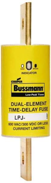 Cooper Bussmann - 300 VDC, 600 VAC, 150 Amp, Time Delay General Purpose Fuse - Bolt-on Mount, 5-3/4" OAL, 100 at DC, 300 at AC (RMS) kA Rating, 1-13/16" Diam - Exact Industrial Supply