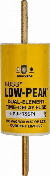 Cooper Bussmann - 300 VDC, 600 VAC, 175 Amp, Time Delay General Purpose Fuse - Bolt-on Mount, 5-3/4" OAL, 100 at DC, 300 at AC (RMS) kA Rating, 1-7/64" Diam - Exact Industrial Supply