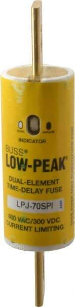 Cooper Bussmann - 300 VDC, 600 VAC, 70 Amp, Time Delay General Purpose Fuse - Bolt-on Mount, 4-5/8" OAL, 100 at DC, 300 at AC (RMS) kA Rating, 1-1/8" Diam - Exact Industrial Supply