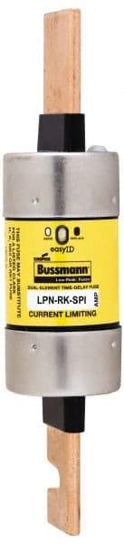 Cooper Bussmann - 250 VAC/VDC, 300 Amp, Time Delay General Purpose Fuse - Bolt-on Mount, 8-5/8" OAL, 100 at DC, 300 at AC (RMS) kA Rating, 2-3/8" Diam - Exact Industrial Supply