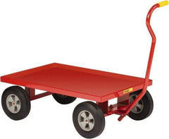 Little Giant - 1,200 Lb Capacity Steel Wagon Truck - Steel Deck, 24" OAW, Solid Rubber Casters - Exact Industrial Supply