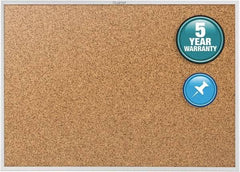 Quartet - 24" Wide x 18" High Open Cork Bulletin Board - Natural (Color) - Exact Industrial Supply