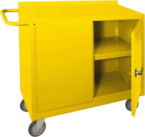 Durham - 2 Door, 1 Shelf, Yellow Steel Standard Safety Cabinet - 78" High x 18" Wide x 36" Deep, Manual Closing Door - Exact Industrial Supply