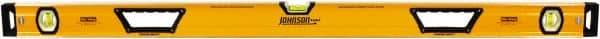 Johnson Level & Tool - 48" Long 3 Vial Box Beam Level - Aluminum, Yellow, 2 Plumb & 1 Level Vials - Exact Industrial Supply