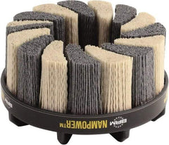 Brush Research Mfg. - 4" 120 Grit Ceramic/Silicon Carbide Tapered Disc Brush - Medium Grade, CNC Adapter Connector, 0.71" Trim Length, 7/8" Arbor Hole - Exact Industrial Supply