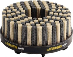 Brush Research Mfg. - 4" 120 Grit Ceramic/Silicon Carbide Tapered Disc Brush - Medium Grade, CNC Adapter Connector, 0.71" Trim Length, 7/8" Arbor Hole - Exact Industrial Supply