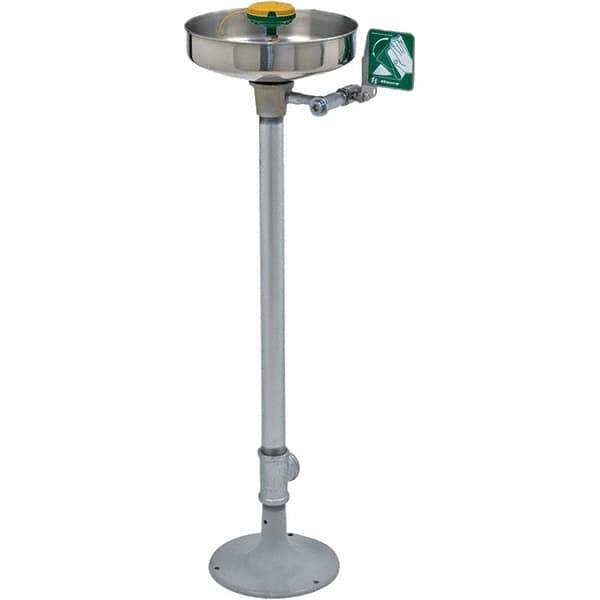 Haws - 15" Wide x 38" High, Pedestal Mount, Stainless Steel Bowl, Eye & Face Wash Station - 11" Inlet, 3.7 GPM Flow Rate - Exact Industrial Supply