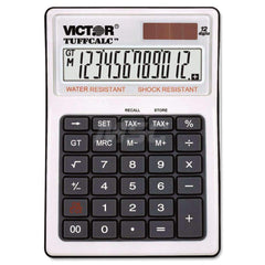 Victor - Calculators; Type: Desktop Calculator ; Type of Power: Solar/Battery ; Display Type: 12-Digit LCD ; Color: Black; White ; Display Size: 17mm ; Width (Decimal Inch): 4.3000 - Exact Industrial Supply