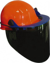 PRO-SAFE - Nylon Orange Ratchet Adjustment, Face Shield & Headgear Set - 20" Wide x 10" High x 0.06" Thick, Anti-Fog, Green Window - Exact Industrial Supply