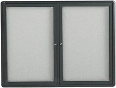 Quartet - 48" Wide x 36" High Enclosed Cork Bulletin Board - Fabric Covered, Gray - Exact Industrial Supply