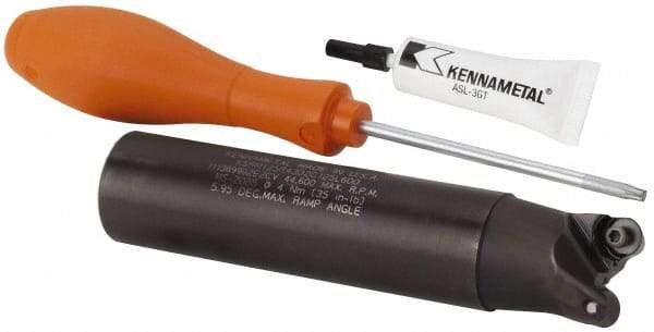 Kennametal - 1-1/4" Cutting Diam, 1-1/4" Shank Diam, 1-1/4" Max Depth of Cut, Straight Shank Indexable Copy End Mill - 2 Inserts, RP.T 43.. Insert, KSRM Toolholder, Through Coolant - Exact Industrial Supply